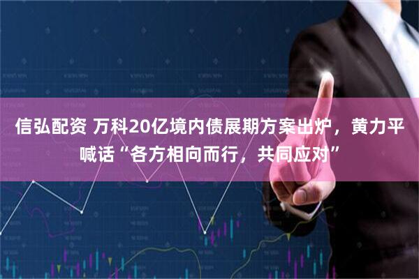 信弘配资 万科20亿境内债展期方案出炉,黄力平喊话“各方相向而行,共同应对”