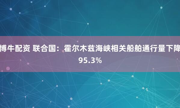 博牛配资 联合国：霍尔木兹海峡相关船舶通行量下降95.3%